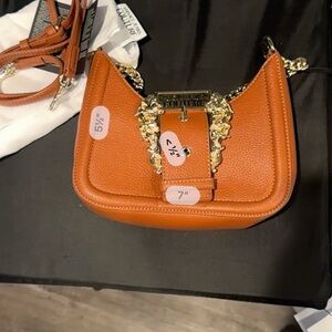Versace jeans Couture Orange Mini Bag with Gold Chain